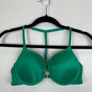 La Senza 36B Front Clasp Beyond Sexy Green Diamond Gem Bra